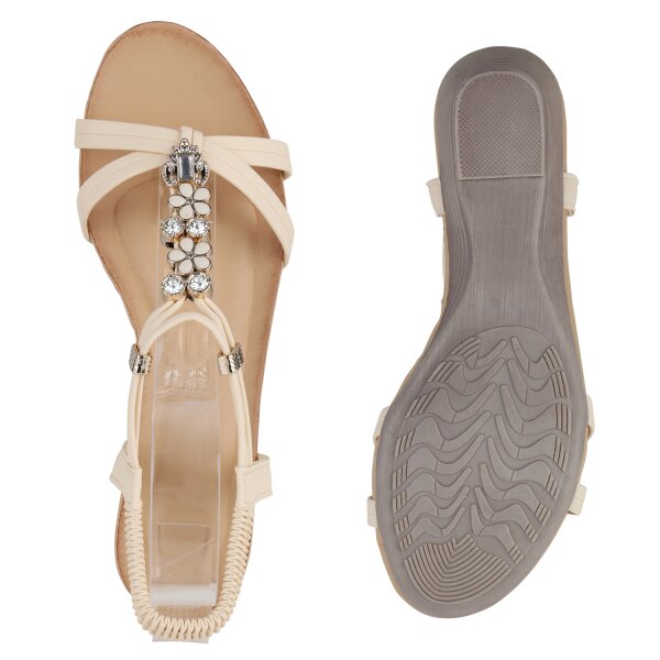 Stiefelparadies Damen Keilsandaletten in Beige Jubiläumsangebot