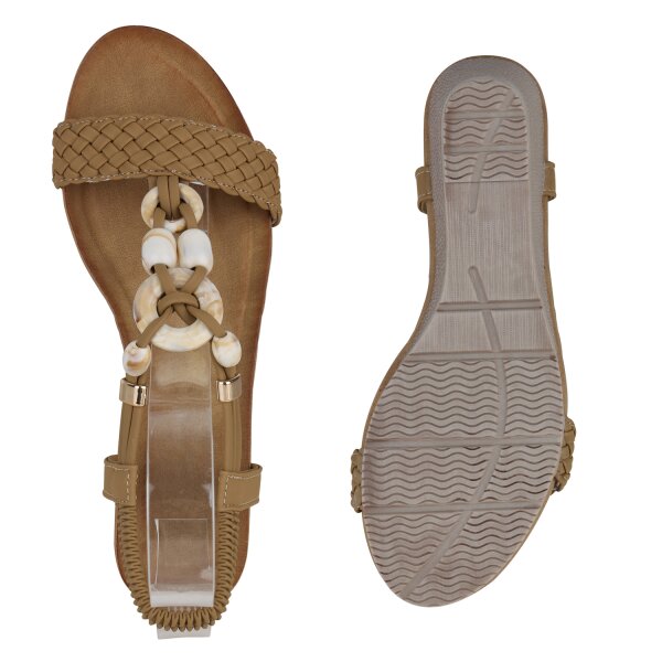 Stiefelparadies Damen Keilsandaletten in Khaki Blitzangebot