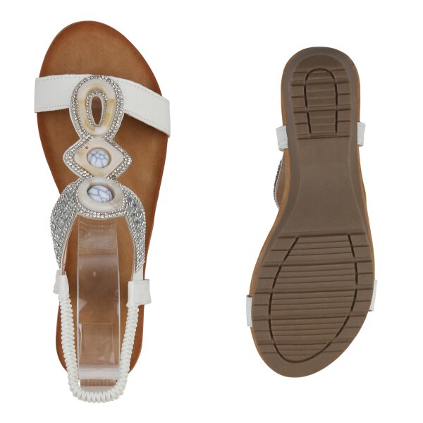 Stiefelparadies Damen Keilsandaletten in Weiss Wochenangebot
