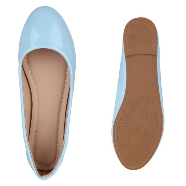 Stiefelparadies Damen Klassische Ballerinas in Hellblau Letzte 2 Tage