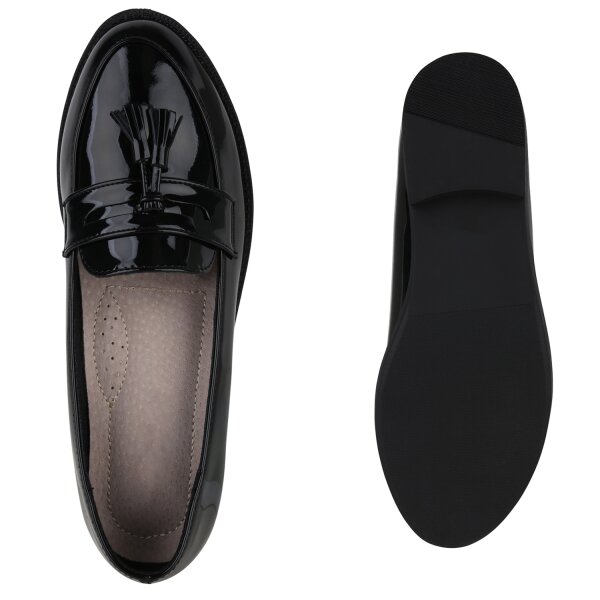 Stiefelparadies Damen Klassische Slippers in Schwarz Lack Bis zu 55% Rabatt