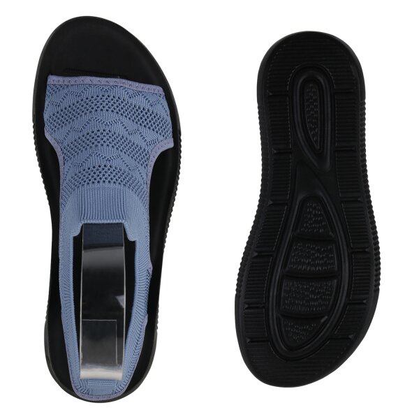 Stiefelparadies Damen Komfort Sandalen in Blau Super Rabatt