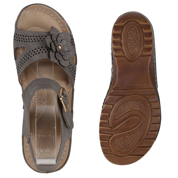 Stiefelparadies Damen Komfort Sandalen in Khaki Riesige Rabatte