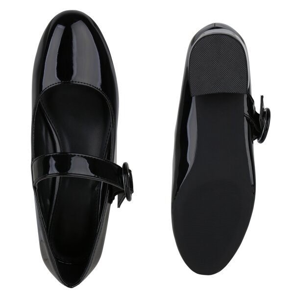 Stiefelparadies Damen Mary Janes in Schwarz Lack 50% Rabatt für begrenzte Zeit