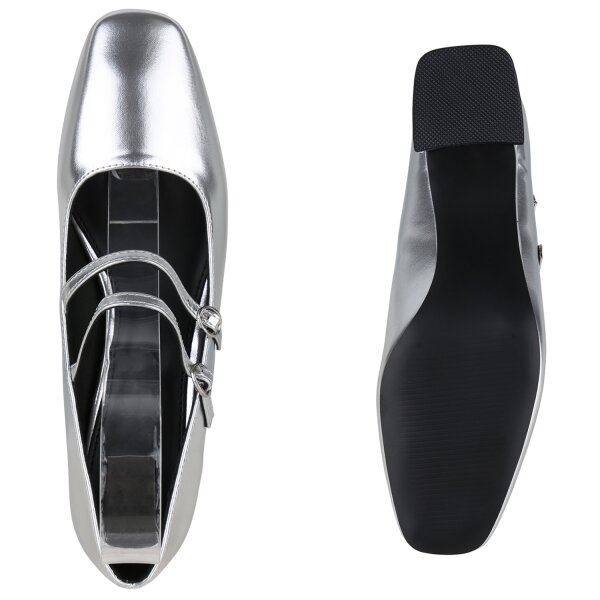 Stiefelparadies Damen Mary Janes in Silber Rabatte dieses Monats