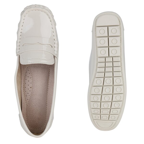 Stiefelparadies Damen Mokassins in Beige Lack Online