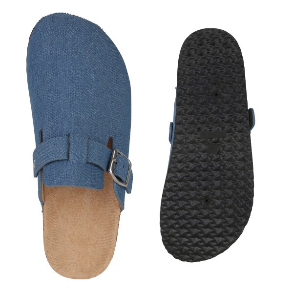 Stiefelparadies Damen Pantoffeln in Blau Denim Hotsell