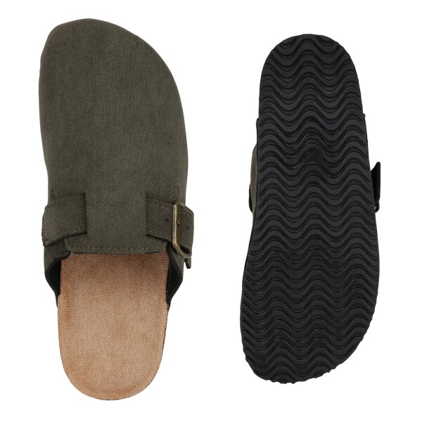 Stiefelparadies Damen Pantoffeln in Olivgrün im Angebot