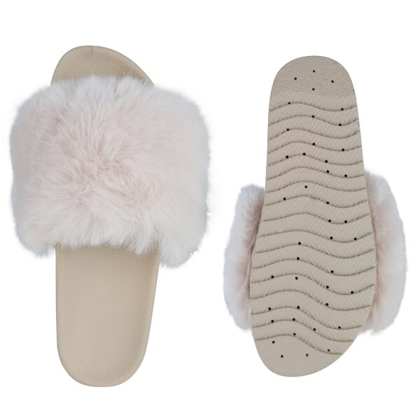 Stiefelparadies Damen Pantoletten in Beige Günstiger Verkauf