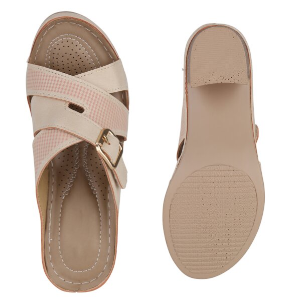 Stiefelparadies Damen Pantoletten in Beige Meist gekauft