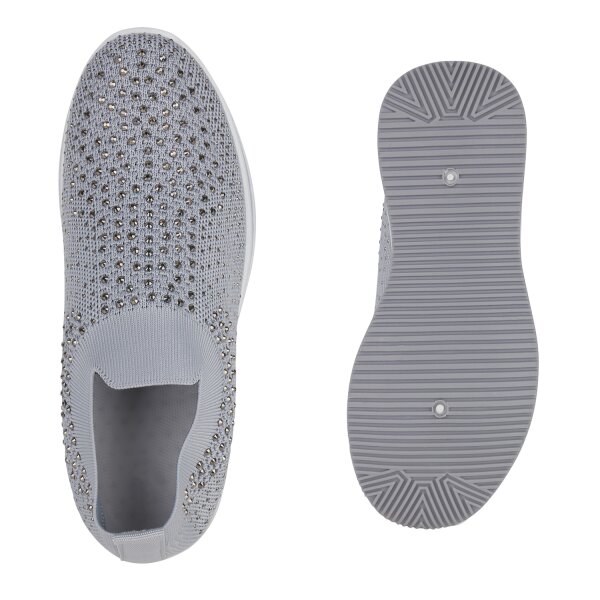 Stiefelparadies Damen Plateau Sneaker in Grau Kauf eins, bekomm eins gratis