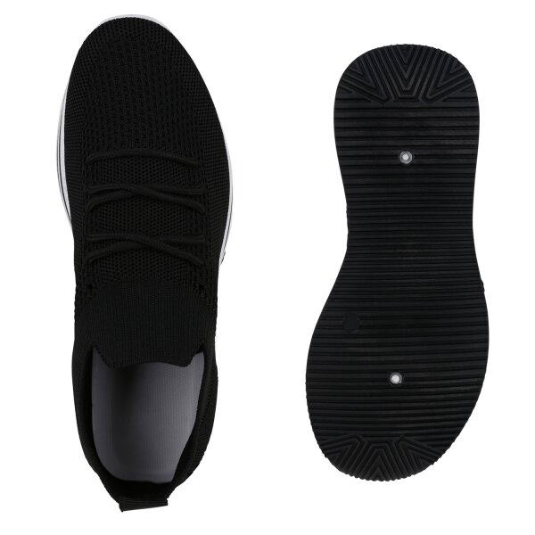Stiefelparadies Damen Plateau Sneaker in Schwarz VIP-Rabatte