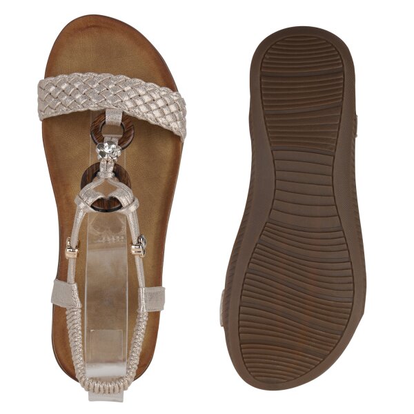 Stiefelparadies Damen Riemchensandalen in Gold Bis zu 50% Rabatt