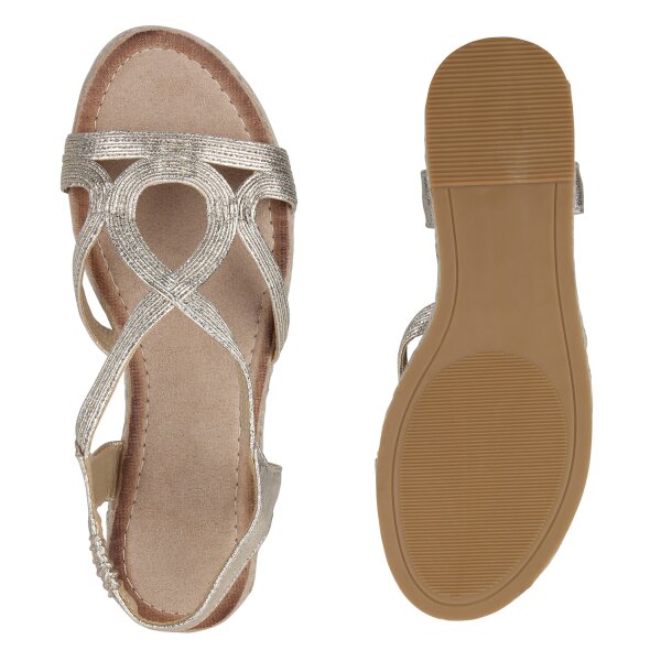 Stiefelparadies Damen Riemchensandalen in Gold Bis zu 60% Rabatt