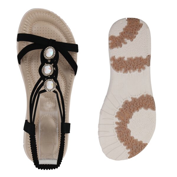 Stiefelparadies Damen Riemchensandalen in Schwarz Bis zu 55% Rabatt