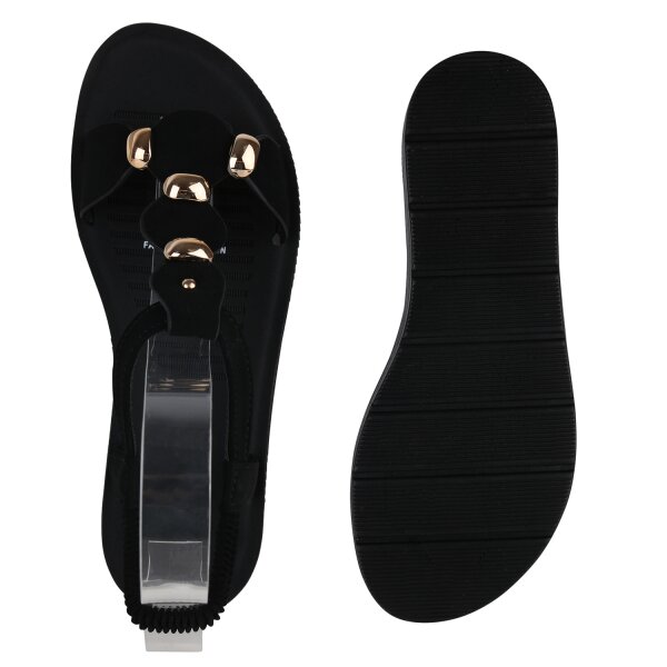 Stiefelparadies Damen Riemchensandalen in Schwarz Discount Store für neue Produkte