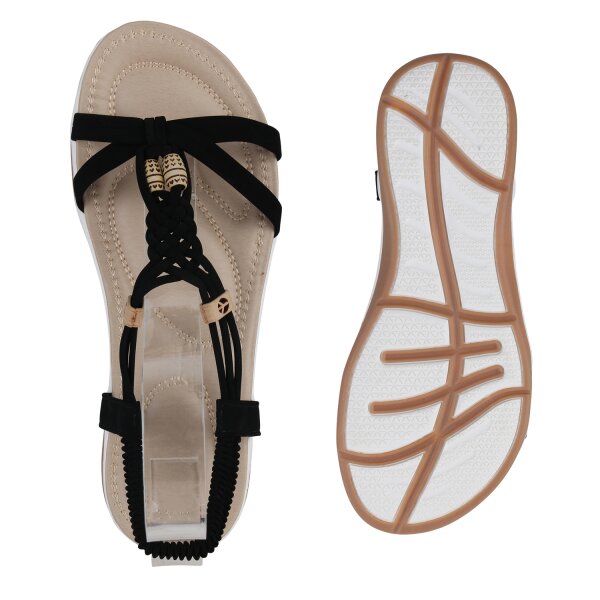 Stiefelparadies Damen Riemchensandalen in Schwarz Super Rabatt