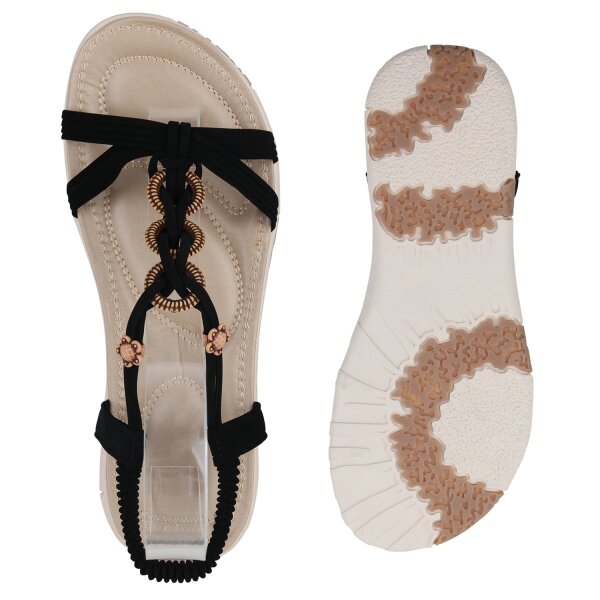 Stiefelparadies Damen Riemchensandalen in Schwarz Riesige Rabatte