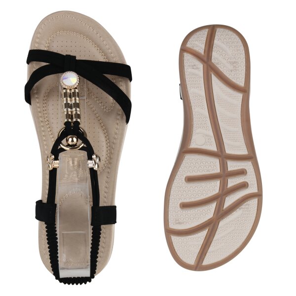 Stiefelparadies Damen Riemchensandalen in Schwarz 50% Rabatt mit kostenlosem Versand