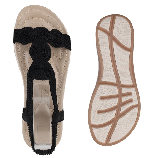 Stiefelparadies Damen Riemchensandalen in Schwarz Clearance-Verkauf