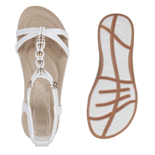 Stiefelparadies Damen Riemchensandalen in Weiss Im Verkauf