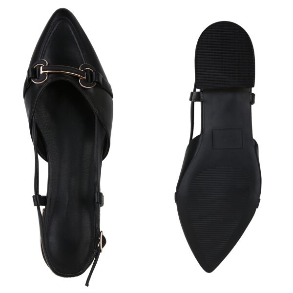 Stiefelparadies Damen Sling Ballerinas in Schwarz Angebote