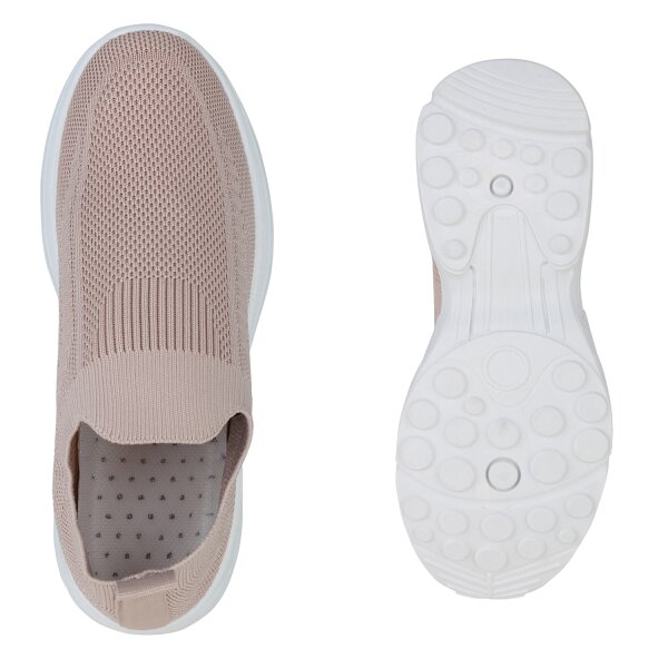 Stiefelparadies Damen Slip Ons in Altrosa Schlussverkauf