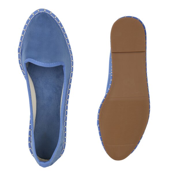 Stiefelparadies Damen Slip Ons in Blau Günstiger Verkauf