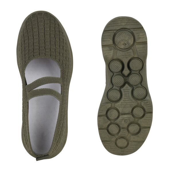 Stiefelparadies Damen Slip Ons in Olivgrün Fabrikverkauf