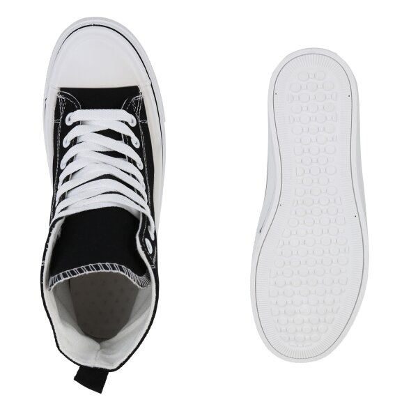 Stiefelparadies Damen Sneaker High in Schwarz Limitierter Zeitrabatt
