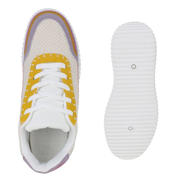 Stiefelparadies Damen Sneaker Low in Pink Mehrfarbig Fabrikpreis