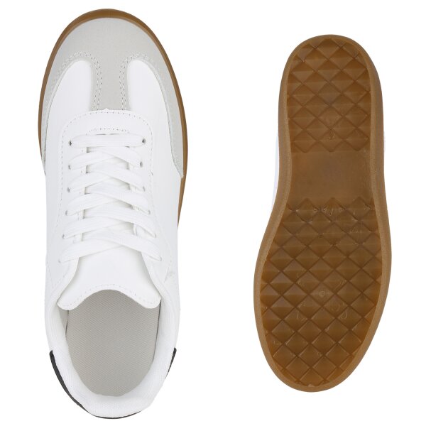 Stiefelparadies Damen Sneaker Low in Schwarz Weiss Rabatt
