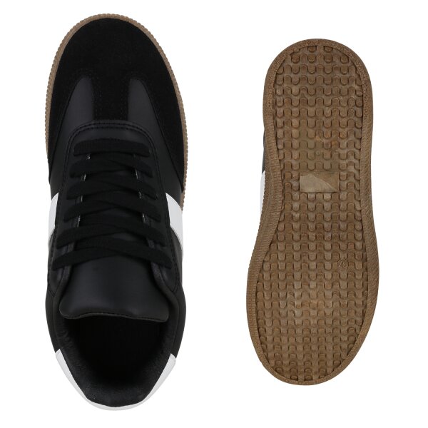 Stiefelparadies Damen Sneaker Low in Schwarz Weiss Günstig kaufen