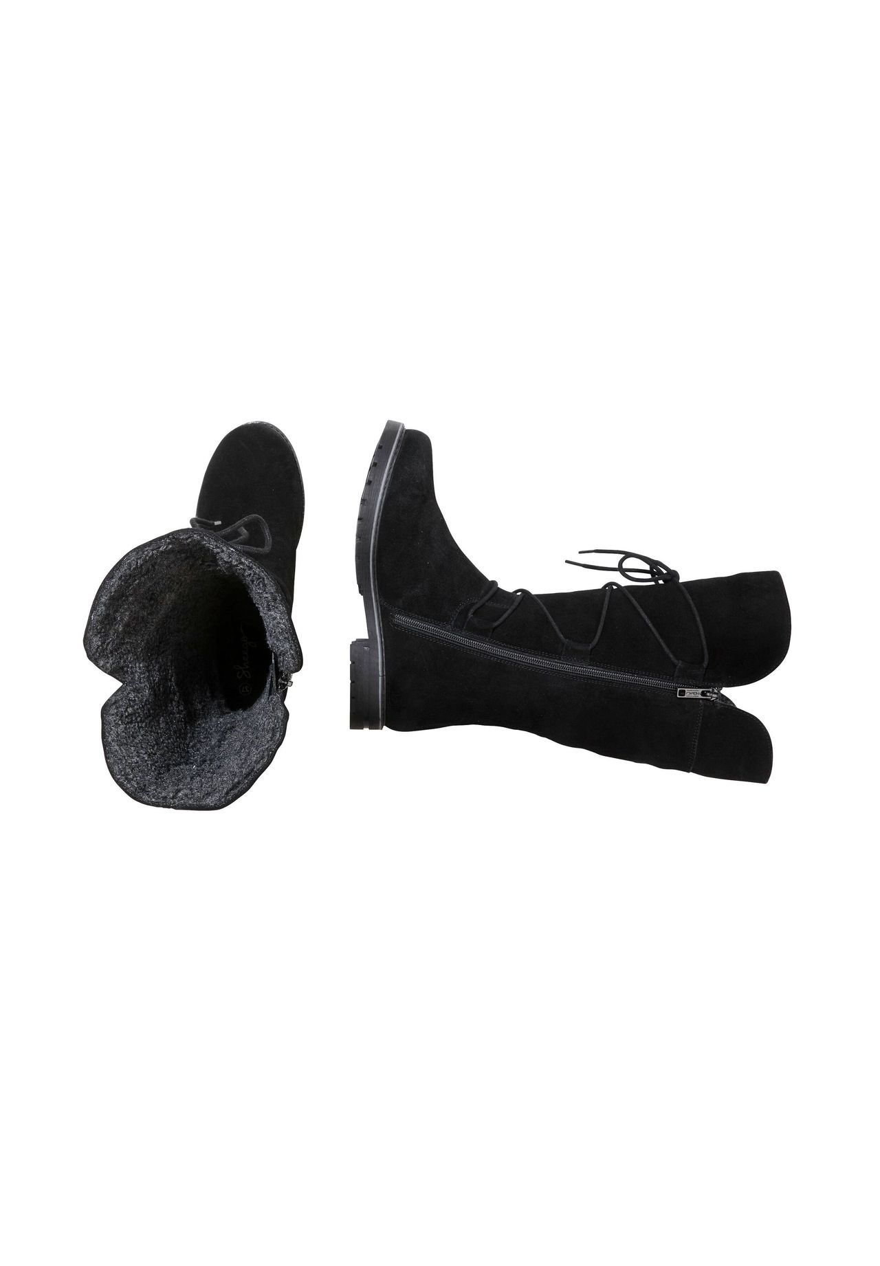 sheego Weitschaftstiefel aus Veloursleder mit Schnürung Auslauf
