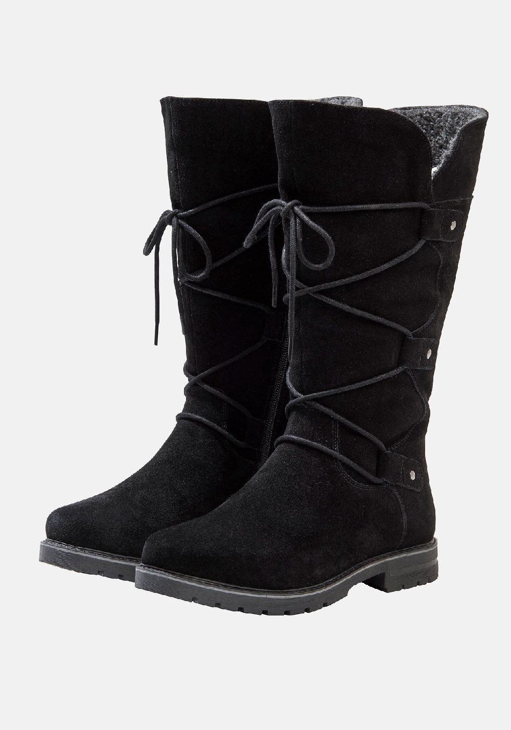 sheego Weitschaftstiefel aus Veloursleder mit Schnürung Auslauf