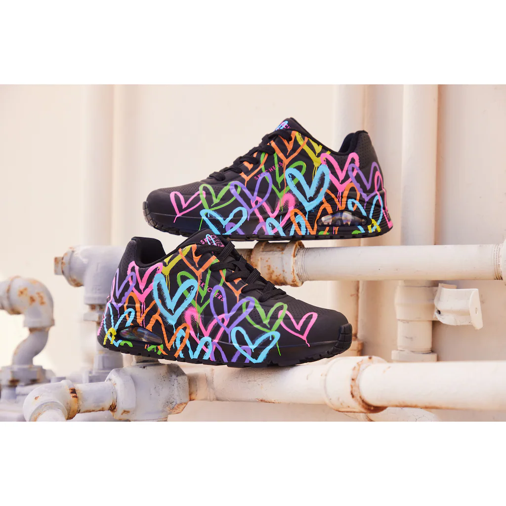 Skechers Sneaker »UNO - HIGHLIGHT LOVE« Freizeitschuh Halbschuh Schnürschuh mit Herzchen-Print ▷ für 50% Rabatt mit kostenlosem Versand
