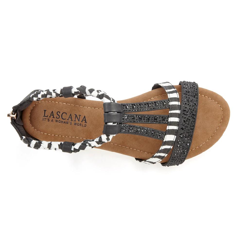 LASCANA Sandale Sandalette Sommerschuh mit Verzierung und kleinem Keilabsatz VEGAN Rabatte dieses Monats