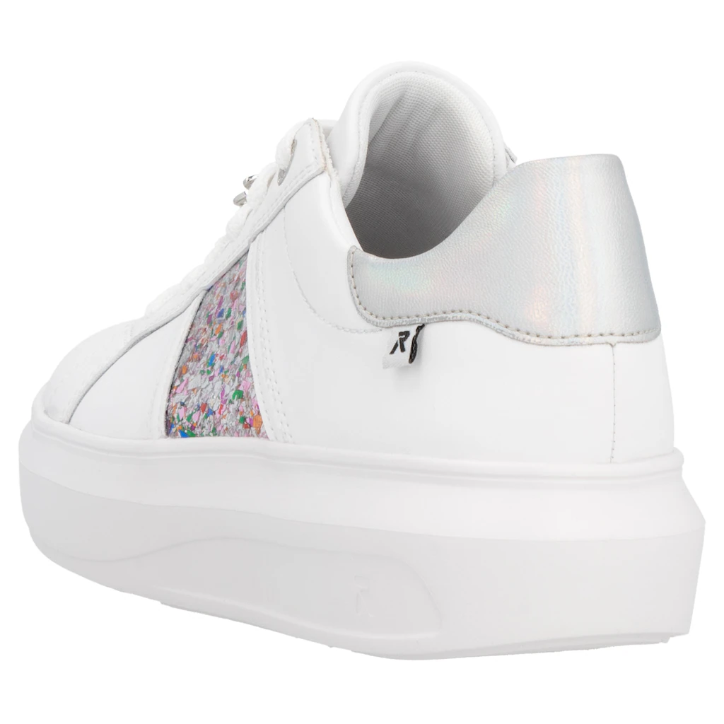 Rieker EVOLUTION Plateausneaker mit stylischen Metallic-Details Freizeitschuh Halbschuh Schnürschuh ▷ für Cyber Monday