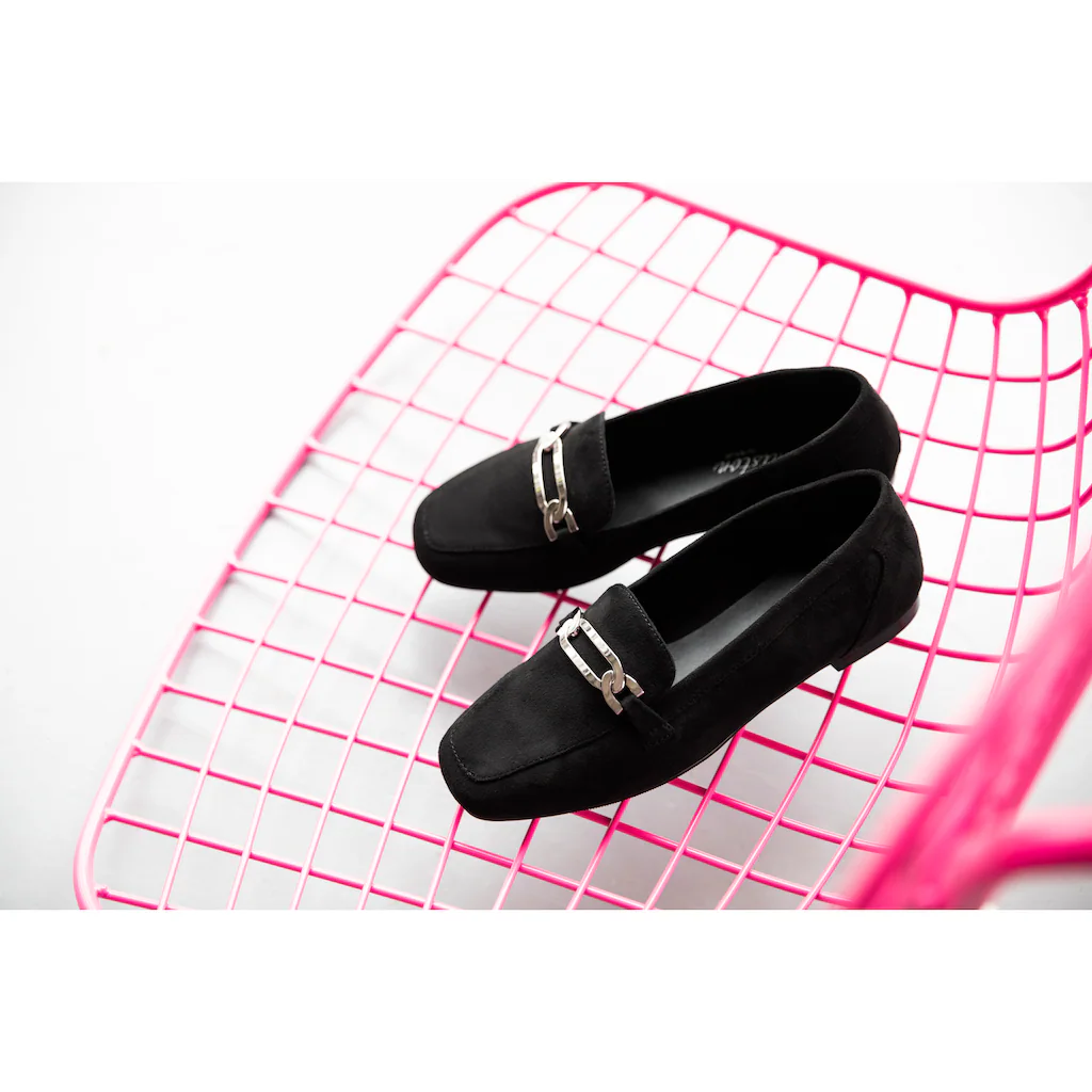 Aniston SHOES Loafer Slipper Schlupfschuh Flat Schmuckspange - NEUE KOLLEKTION Zeitbegrenzte Promotion