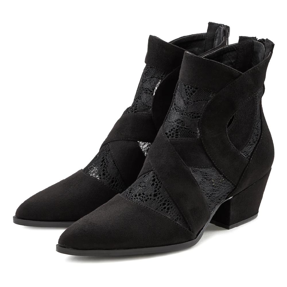 LASCANA Stiefelette mit Spitze & bequemen Blockabsatz Cowboy Boots Westernstiefel ▷ für Hotsell