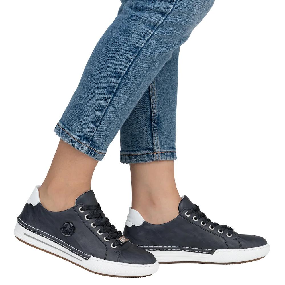 Rieker Plateausneaker Schnürschuh Halbschuh Freizeitschuh mit weißer Rahmennaht ▷ für Günstiger Verkauf