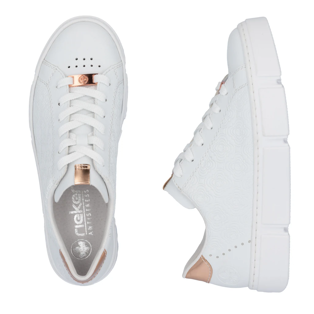 Rieker Plateausneaker mit metallicfarbenen Akzenten Freizeitschuh Halbschuh Schnürschuh Exklusivangebot