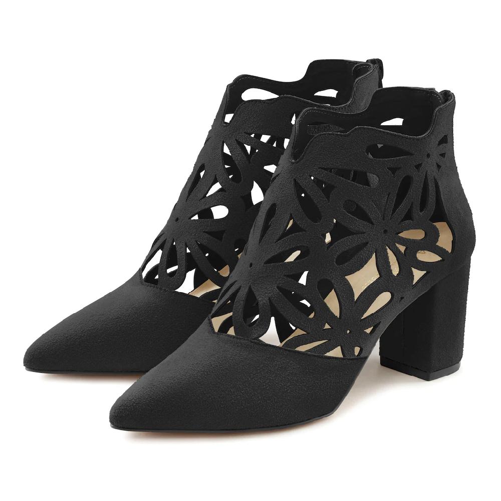 LASCANA High-Heel-Stiefelette mit femininer Spitze und Blockabsatz Ankle Boot Stiefel Kauf eins, bekomm eins gratis