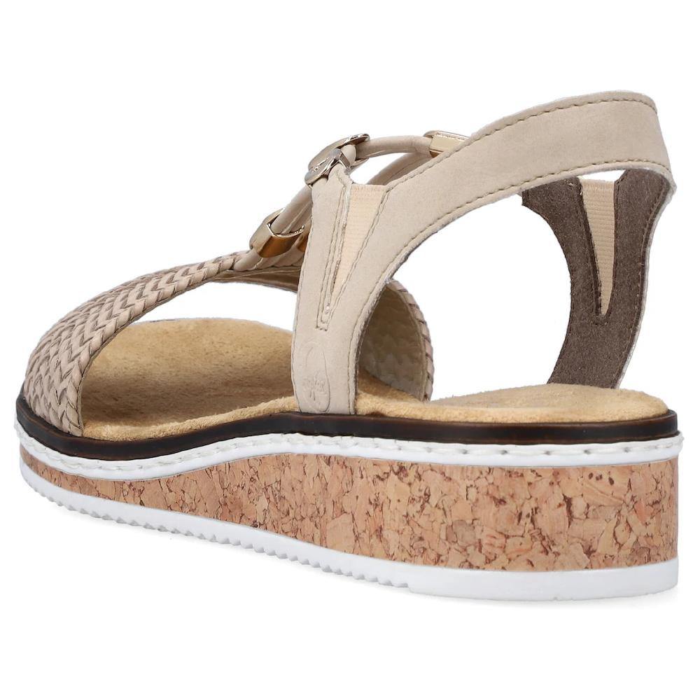 Rieker Sandale Sommerschuh Sandalette Keilabsatz in geflochtenem Look online kaufen zollfrei
