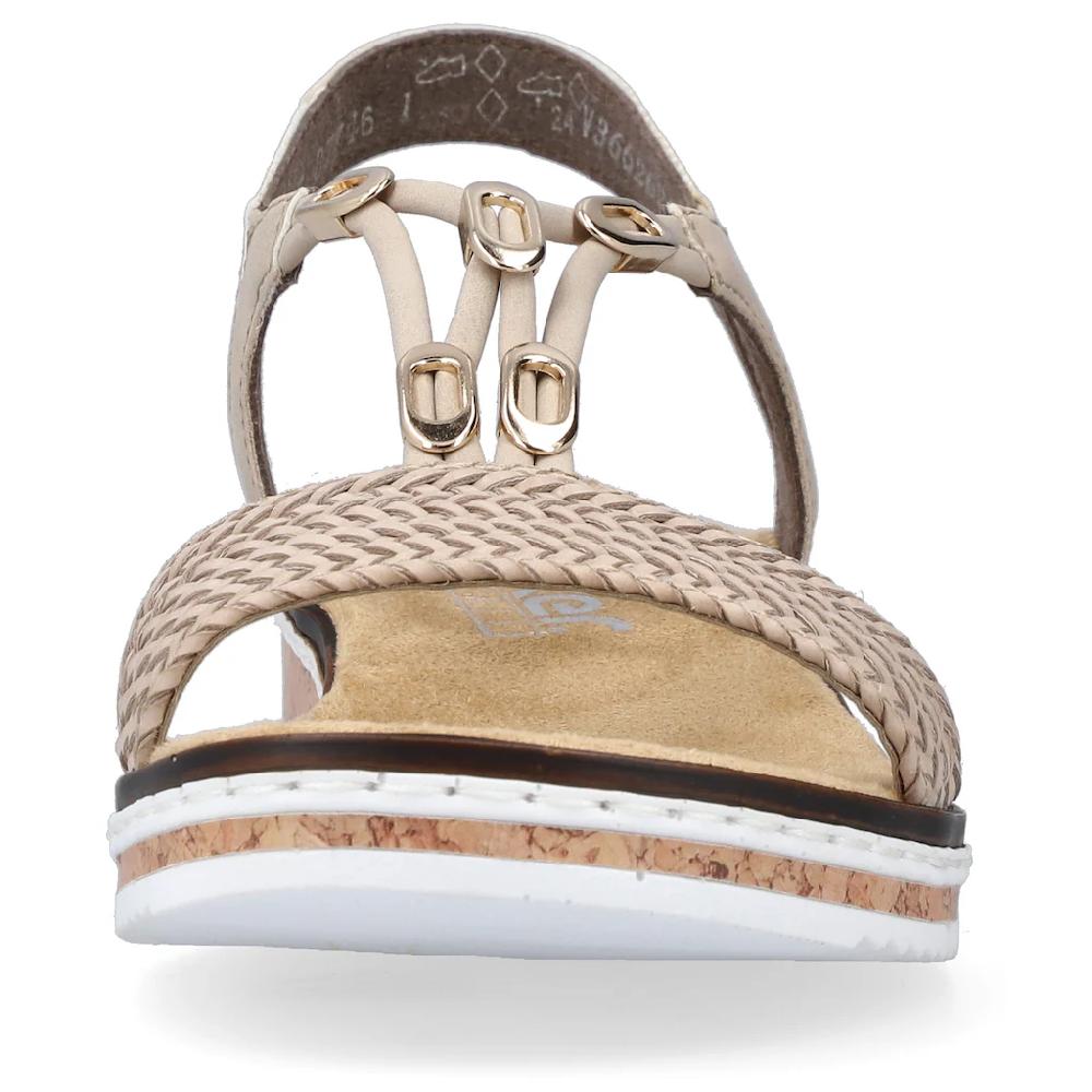 Rieker Sandale Sommerschuh Sandalette Keilabsatz in geflochtenem Look online kaufen zollfrei