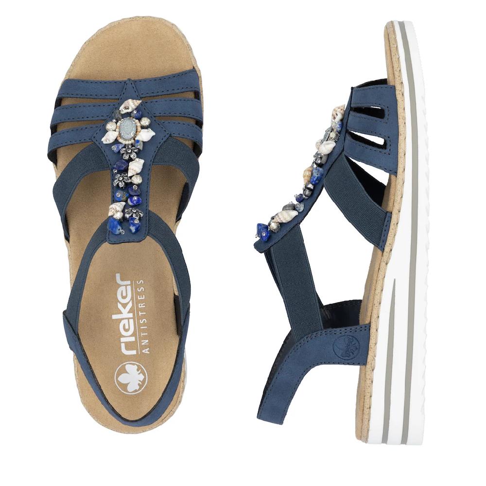 Rieker Riemchensandale Sommerschuh Sandalette Keilabsatz mit sommerlicher Verzierung kaufen Wochenangebot
