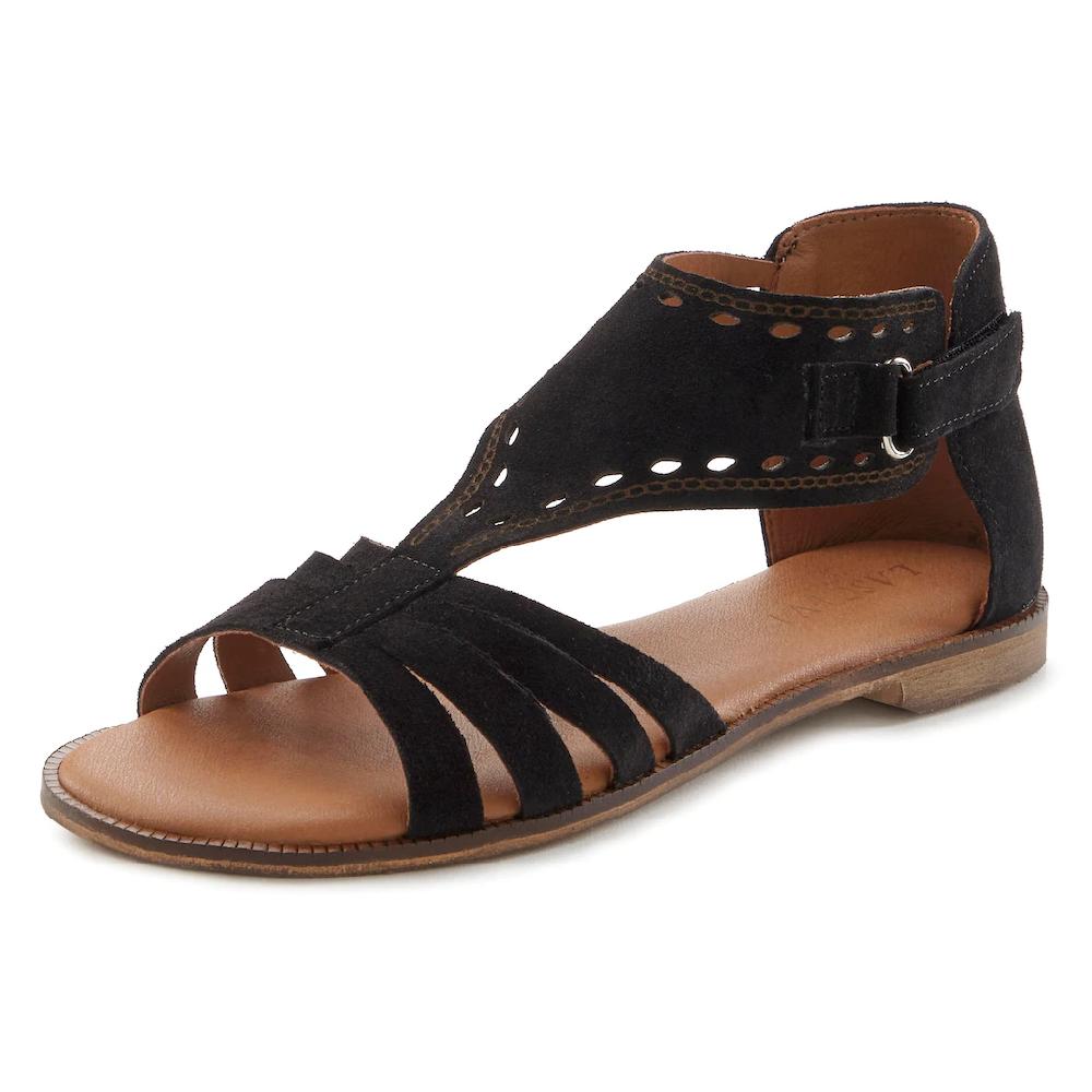 LASCANA Sandale Sandalette Sommerschuh aus hochwertigem Leder mit kleinen Cut-Outs Kostenlose Rückgabe