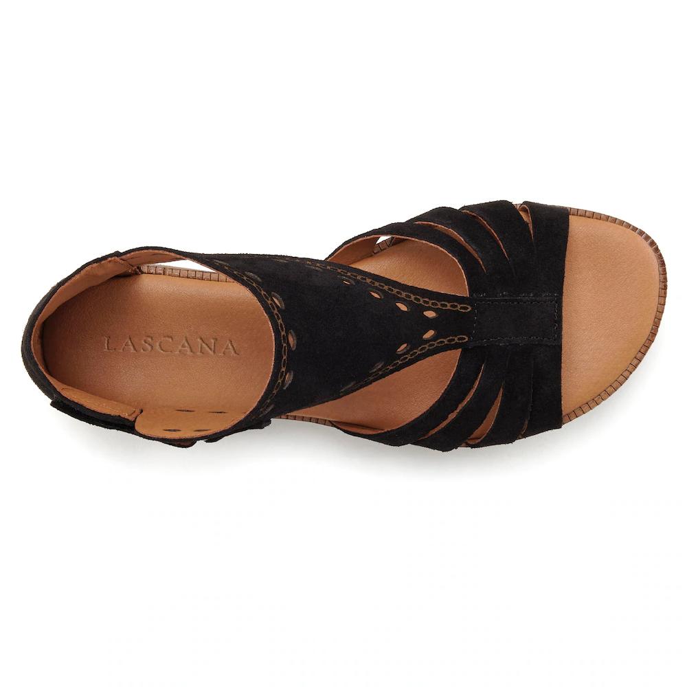 LASCANA Sandale Sandalette Sommerschuh aus hochwertigem Leder mit kleinen Cut-Outs Kostenlose Rückgabe