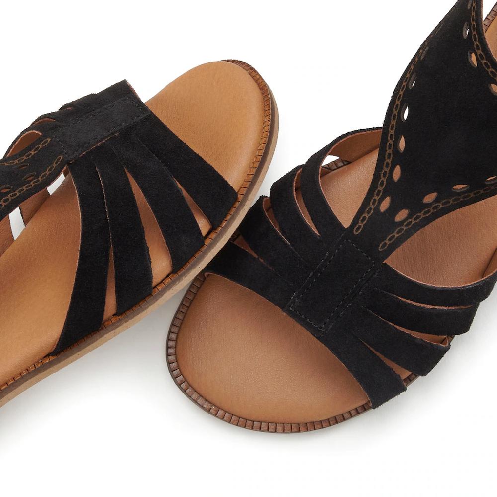 LASCANA Sandale Sandalette Sommerschuh aus hochwertigem Leder mit kleinen Cut-Outs Kostenlose Rückgabe