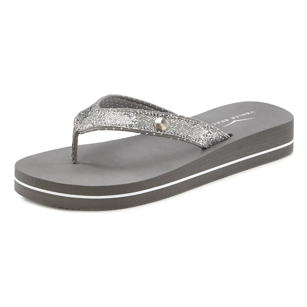Venice Beach Badezehentrenner Sandale Pantolette Badeschuh ultraleicht mit Glitzerband VEGAN Online